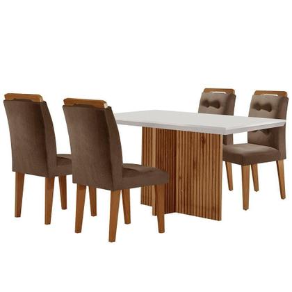Imagem de Mesa Olímpia 120cm Mdf Canto Reto Com 4 Cadeiras Carol
