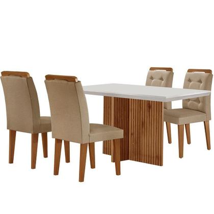 Imagem de Mesa Olímpia 120cm Mdf Canto Reto Com 4 Cadeiras Carol