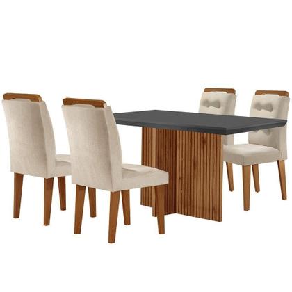 Imagem de Mesa Olímpia 120cm Mdf Canto Reto Com 4 Cadeiras Carol