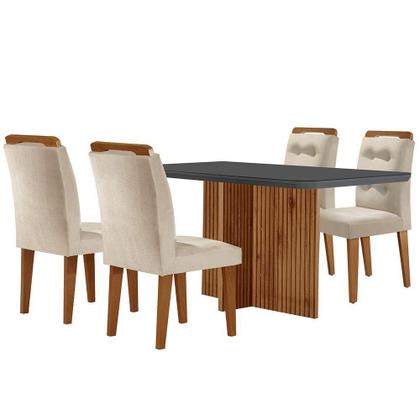 Imagem de Mesa Olimpia 120cm Mdf Vidro Canto Copo Com 4 Cadeiras Carol
