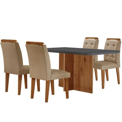 Imagem de Mesa Olimpia 120cm Mdf Vidro Canto Copo Com 4 Cadeiras