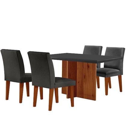 Imagem de Mesa Olimpia 120mm Mdf Vidro Canto Reto Com 4 Cadeiras