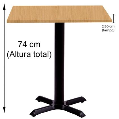 Imagem de Mesa Ômega Ferro Preto 74 cm (Alt) Base em X Tampo MDP Quadrado 80 cm (Larg) x 2,50 cm (Alt) Samba