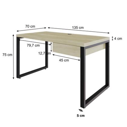 Imagem de Mesa Operacional C-01gav. 135x70x75cm Yon - Ciliegio-est.preta Ciliegio-est.preta