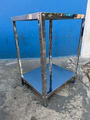 Imagem de Mesa Organizadora Em Aço Inox 57x51x85 Com 2 Bandejas
