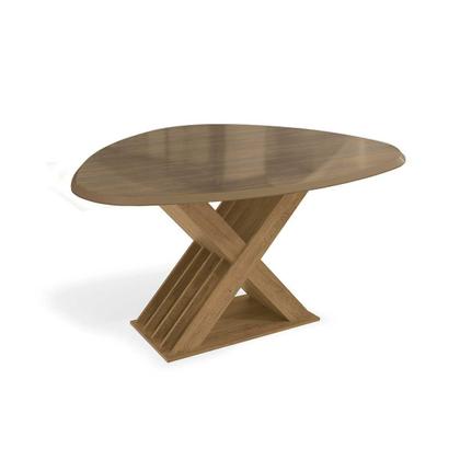 Imagem de Mesa p/ Cozinha Graviola c/ Tampo Madeirado c/ Vidro 135x105cm Freijó/Off White - Kappesberg