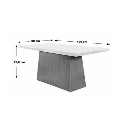 Imagem de Mesa p/ Cozinha Luna c/ Tampo 180x90cm Flex Madeirado Vidro Canto Curvo - Imbuia/Ripado 3D/Off White - Rufato