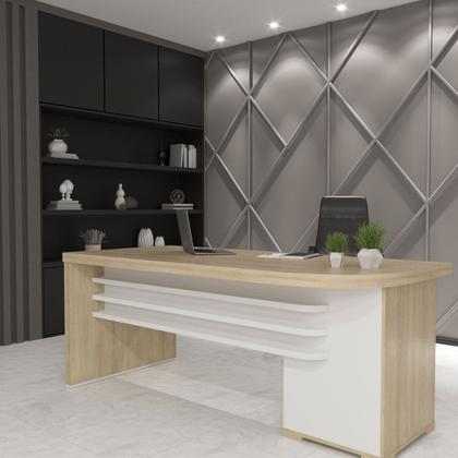 Imagem de Mesa p/Escritório 4 Gavetas Tampo Tamburato MDP Lado Esquerdo