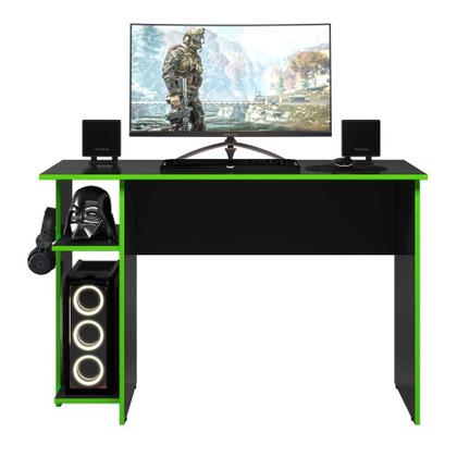 Imagem de Mesa p/ escritório e gamer preto fosco/verde (3875.77)