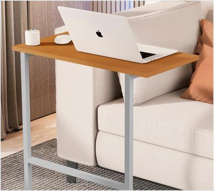 Imagem de Mesa P/Notebook Thor MDP Nature Pés Ferro Cinza Sal Movelaria