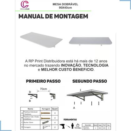 Imagem de Mesa p/ sala branca Retrátil com Estampa Escritório / Quarto / sala