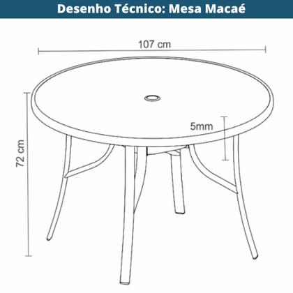 Imagem de Mesa para Área Externa Redonda Macaé Rivatti Aluminio Amêndoa 107 cm Tampo Vidro Temperado e Jateado