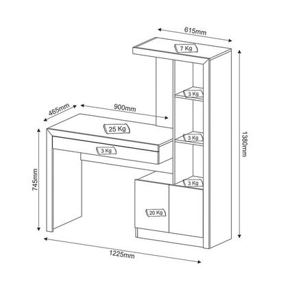 Imagem de Mesa Para Computador 122,5x138x46,5 cm Branco Tecnomobili