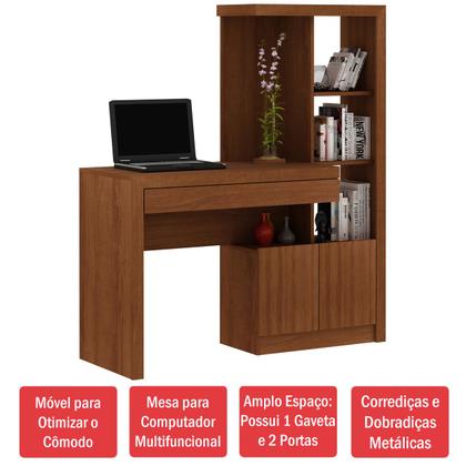 Imagem de Mesa para Computador 2 Portas 1 Gaveta  Me4143 Amendoa - Tecno Mobili