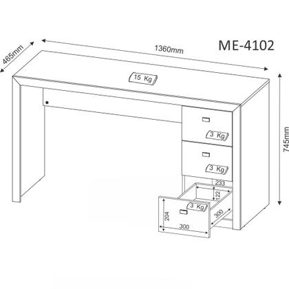 Imagem de Mesa para Computador 3 Gavetas Amendoa Me4102 - Tecno Mobili