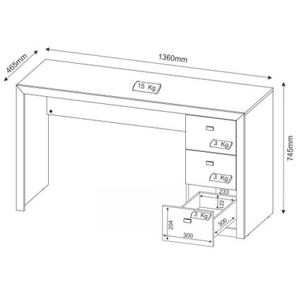 Imagem de Mesa para Computador 3 Gavetas Me4102 Nogal