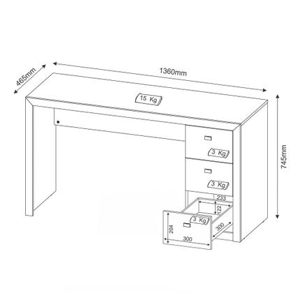 Imagem de Mesa Para Computador 3 Gavetas ME4102 Rústico - Tecno Mobili