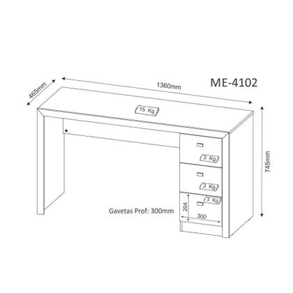 Imagem de Mesa para Computador 3 Gavetas ME4102 Tecno Mobili