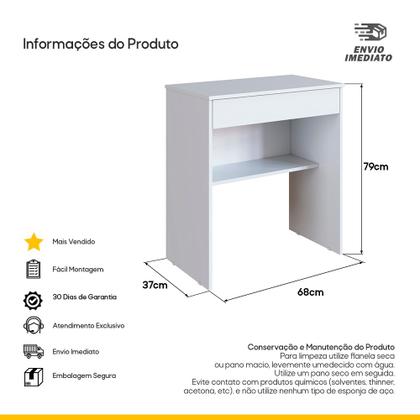 Imagem de Mesa Para Computador com 1 Gaveta Ideal Para Estudar ou Trabalhar Resistente Facil Montagem