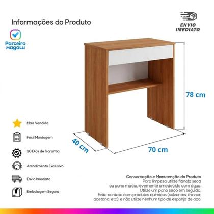 Imagem de Mesa Para Computador com 1 Gaveta Ideal Para Estudar ou Trabalhar Resistente