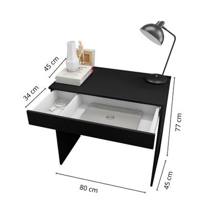Imagem de Mesa Para Computador Escrivaninha 1 Gaveta Alexia Preto - AJL Móveis