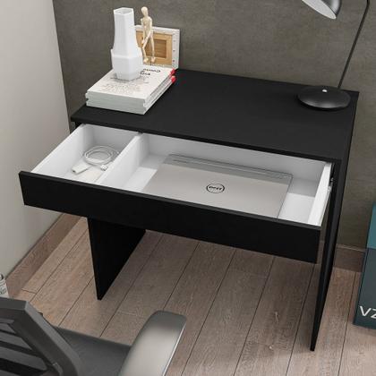 Imagem de Mesa Para Computador Escrivaninha 1 Gaveta Alexia Preto Fosco - AJL Móveis