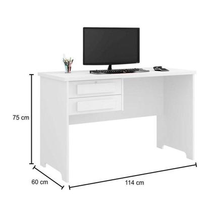Imagem de Mesa Para Computador Escrivaninha 2 Gavetas Alemanha Branco - Rv Móveis