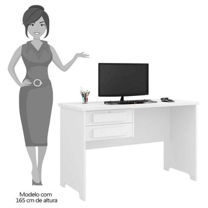 Imagem de Mesa Para Computador Escrivaninha 2 Gavetas Alemanha Branco - Rv Móveis