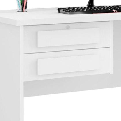 Imagem de Mesa Para Computador Escrivaninha 2 Gavetas Alemanha Branco - Rv Móveis