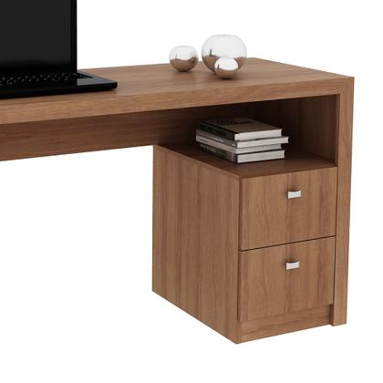 Imagem de Mesa Para Computador Escrivaninha 2 Gavetas ME4130 Amêndoa - Tecno Mobili