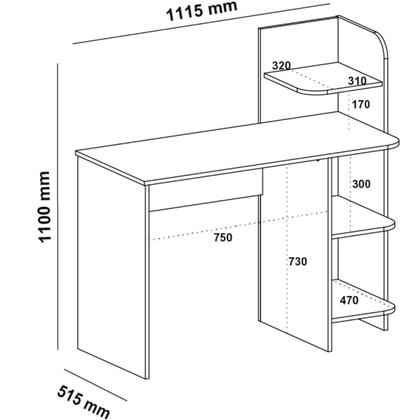 Imagem de Mesa para Computador Escrivaninha de Escritório com Estante Artely Link