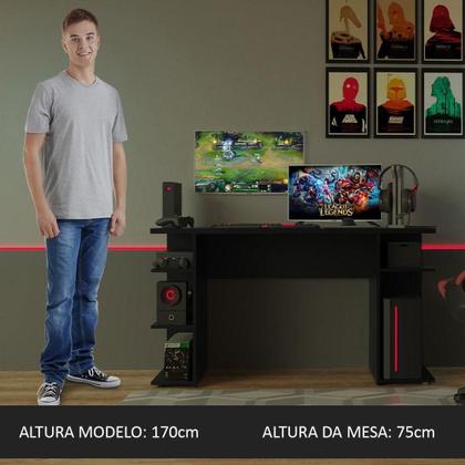 Imagem de Mesa Para Computador Escrivaninha Gamer 9409 Madesa Preto