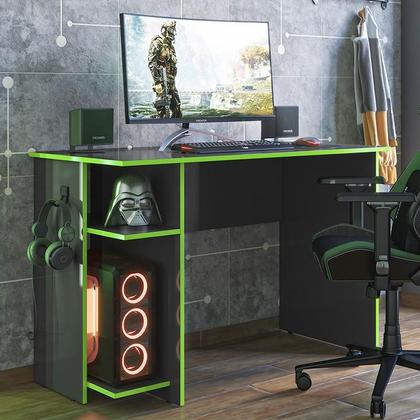 Imagem de Mesa para Computador Gamer 3875 Preto Fosco/Verde - Qmovi