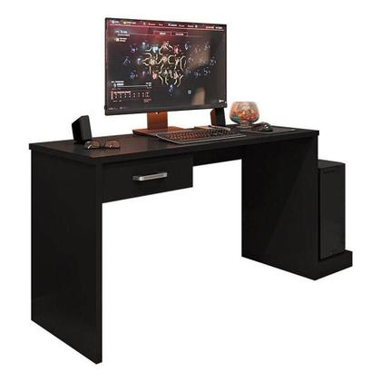 Imagem de Mesa Para Computador Gamer Drx 9000 E Livreiro Office Com Portas Pequenas Preto Trama - Móveis Leão