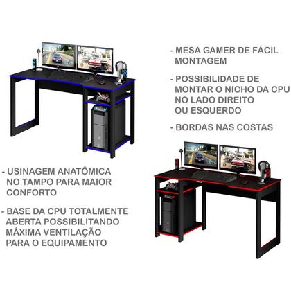 Imagem de Mesa para Computador Gamer Espaço para 2 Monitores e CPU