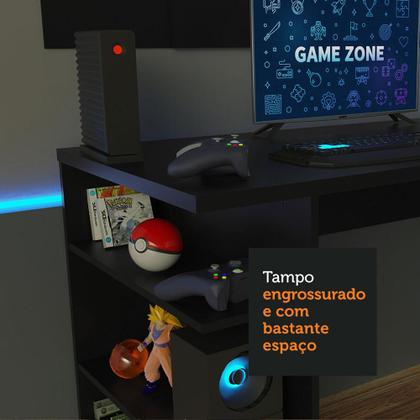 Imagem de Mesa para Computador Gamer Madesa 9409 e Painel para TV até 58 Polegadas - Preto