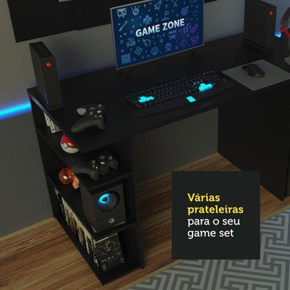 Imagem de Mesa para Computador Gamer Madesa 9409 e Painel para TV até 58 Polegadas - Preto