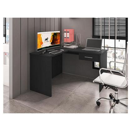 Imagem de Mesa para Computador Gávea com Gaveta e Extensora Preto Trama - Móveis Leão