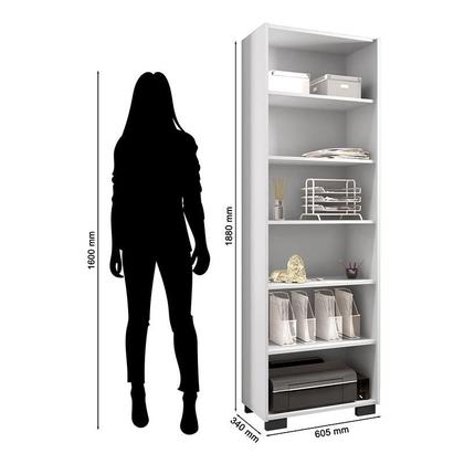 Imagem de Mesa para Computador Gávea com Gaveta e Livreiro Office Branco Trama - Móveis Leão