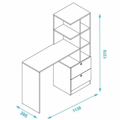 Imagem de Mesa para Computador Home Office 1 Gaveta com Estante Branco