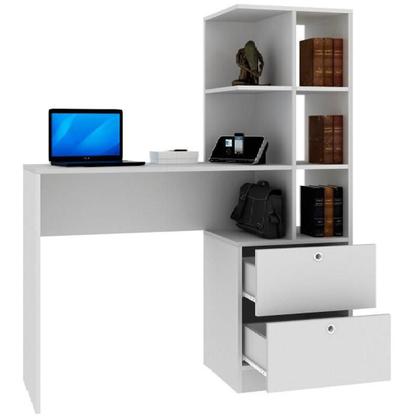 Imagem de Mesa para Computador Home Office 1 Gaveta com Estante Branco