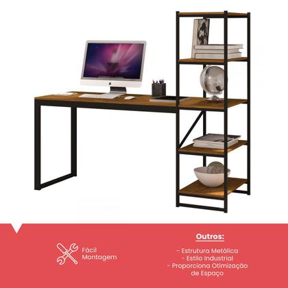 Imagem de Mesa para Computador Innovare 4 Prateleiras Preto/Canela - Art Panta