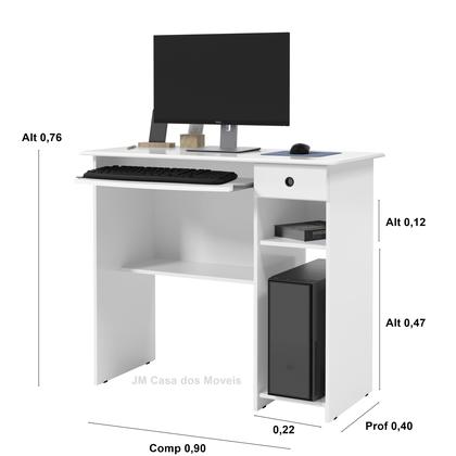 Imagem de Mesa Para Computador Santos 1 gaveta 1 nicho cor Branco MJM Casa dos Móveis