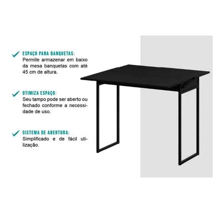 Imagem de Mesa para Cozinha 1589 Extensível Preto - Carraro