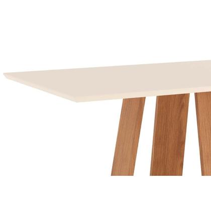 Imagem de Mesa para Cozinha Lins SC91 c/Tampo Madeirado Reto s/ Vidro 120x80cm Nature/Off White - Henn