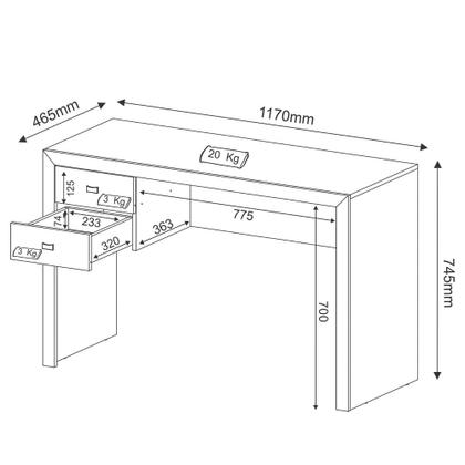 Imagem de Mesa para Escritório 02 Gavetas ME4123 Amêndoa - Tecno Mobili