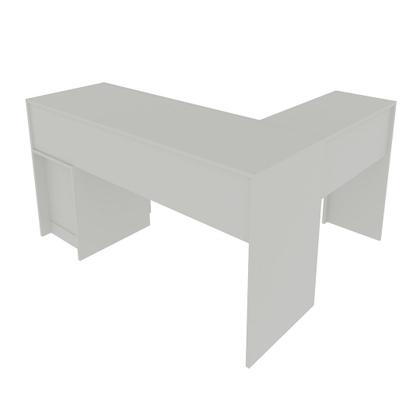 Imagem de Mesa para Escritório 138,5cm Formato em L com 2 Gavetas MDP Branco Tecnomobili