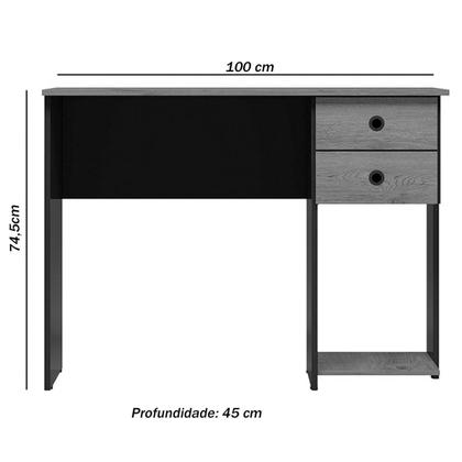 Imagem de Mesa para Escritório 2 Gavetas 1 Prateleira Preto Fosco 4115 - Qmovi