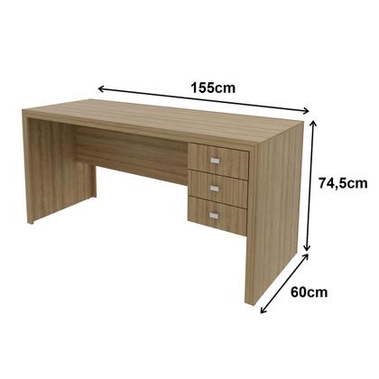 Imagem de Mesa para Escritório 3 Gavetas Amendoa Me4113 - Tecno Mobili