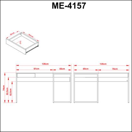 Imagem de Mesa para Escritório Angular 136cm ME4157 Amêndoa Preto